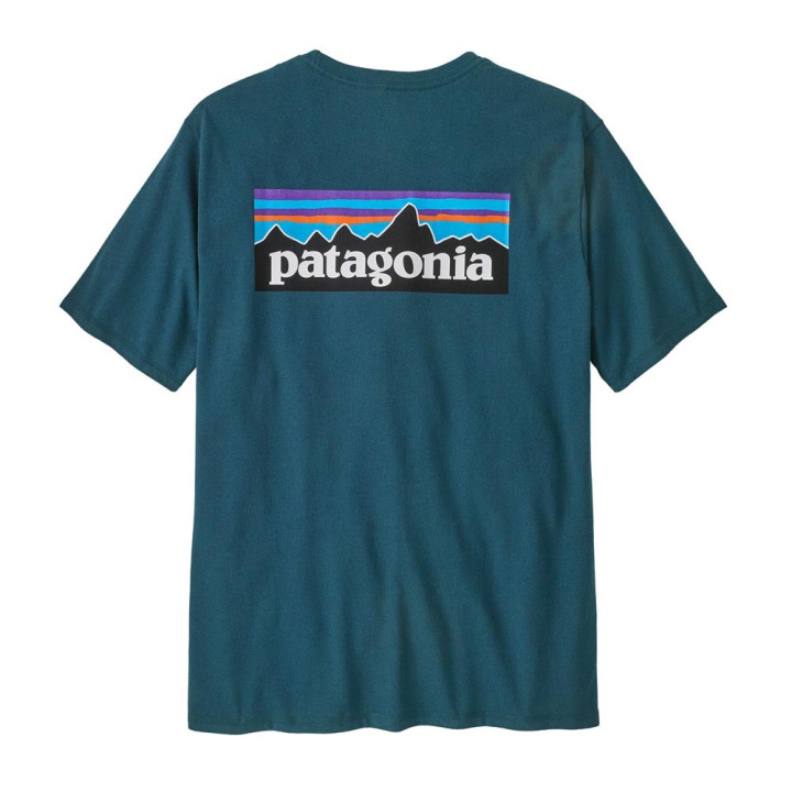 Patagonia T-Shirt Trekking P-6 Logo Responsabili-Tee Glacial Blue Uomo