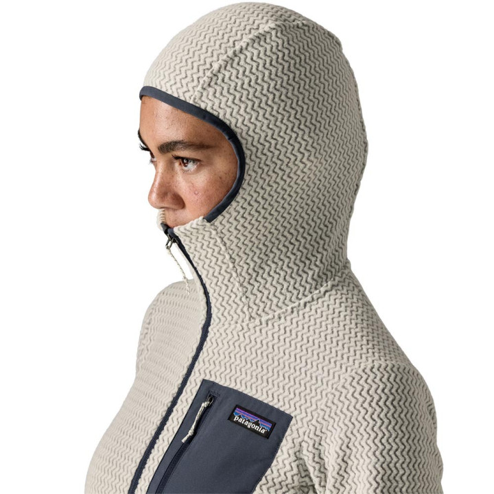 Patagonia Felpa In Pile R1 Air Full-Zip Hoody Birch Bianco Donna