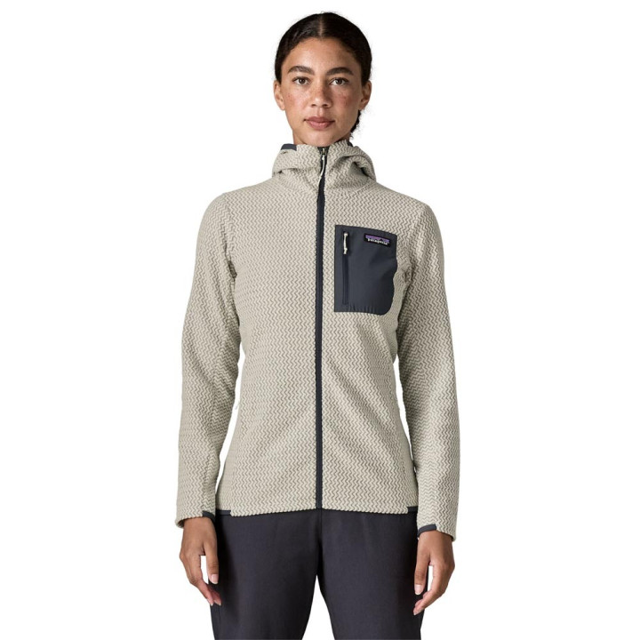 Patagonia Felpa In Pile R1 Air Full-Zip Hoody Birch Bianco Donna