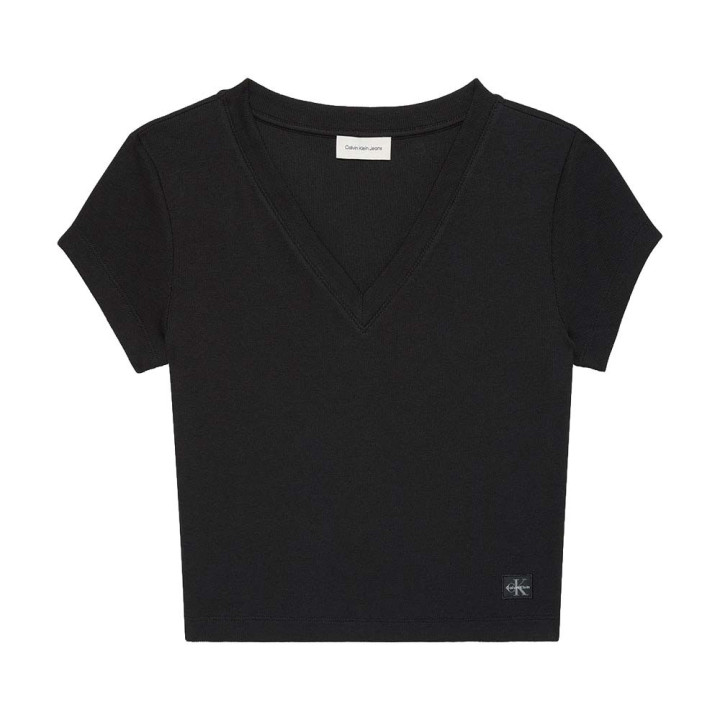 Calvin Klein Cropped T-Shirt Rib Nero Donna