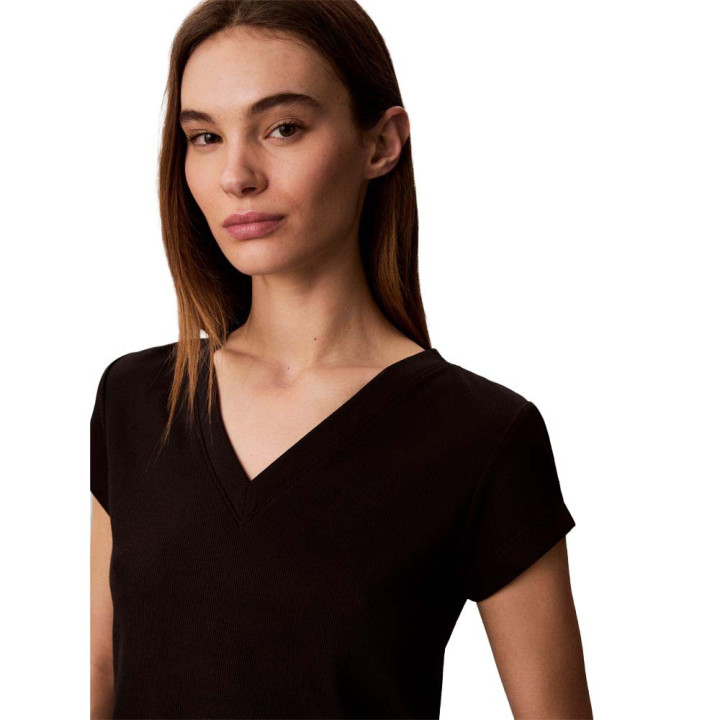 Calvin Klein Cropped T-Shirt Rib Nero Donna
