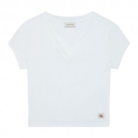 Cropped T-Shirt Rib bianco