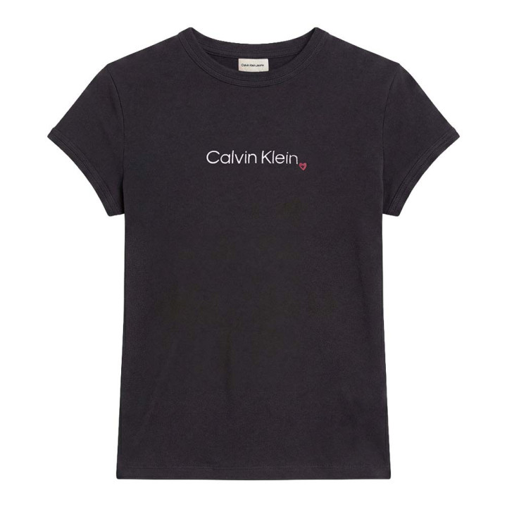 Calvin Klein T-Shirt Slim Fit Heart Logo Nero Donna