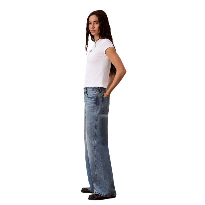 Calvin Klein T-Shirt Slim Fit Heart Logo Bianco Donna
