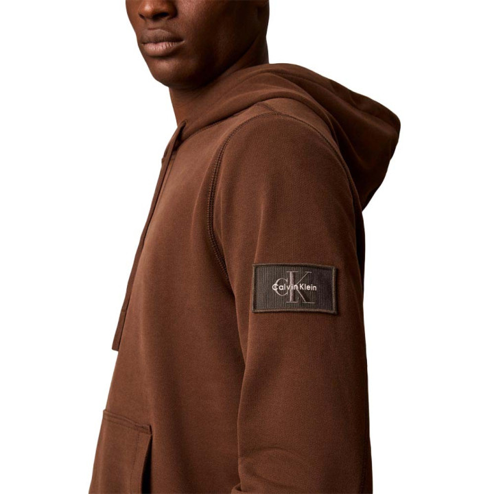 Calvin Klein Felpa Con Cappuccio Badge Moro Uomo