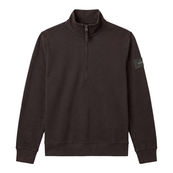 Calvin Klein Felpa Mezza Zip Badge Nero Uomo