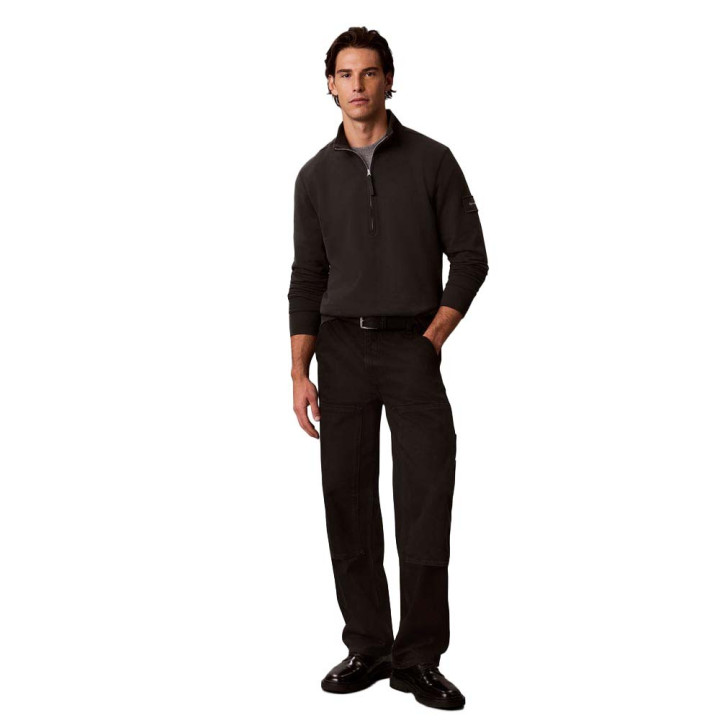 Calvin Klein Felpa Mezza Zip Badge Nero Uomo