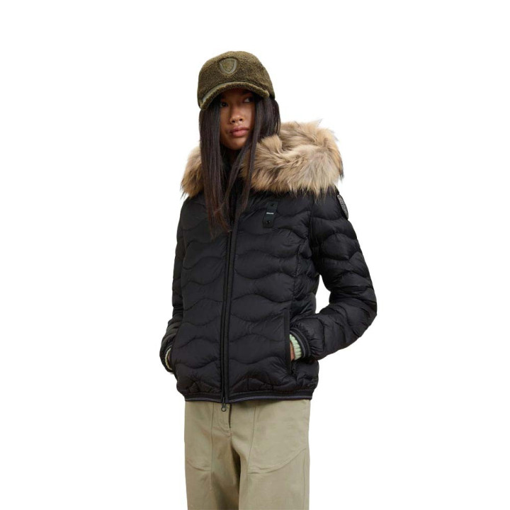 Blauer Piumino Aldie Con Pelo Nero Donna