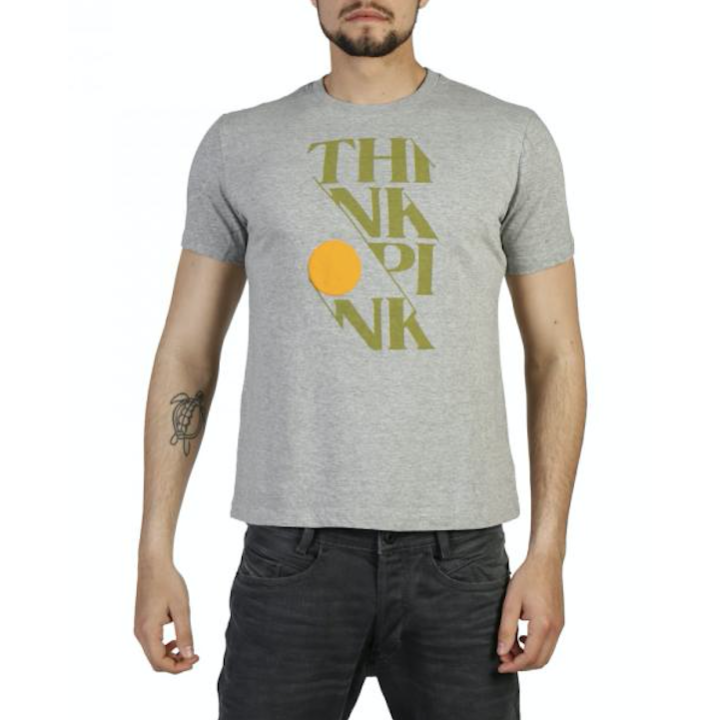 Think Pink T-Shirt U Scritta  Grigio