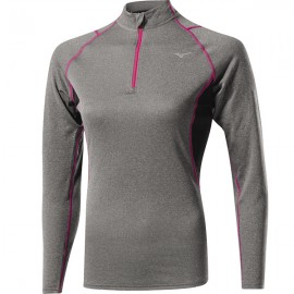 Bt T-Shirt Ml Run 1/2 Zip Wool Finegrey/Pink