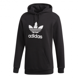 ADIDAS originals felpa con cappuccio trefoil nero uomo