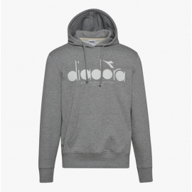 Diadora Felpa Con Cappuccio Logo Grigio Uomo