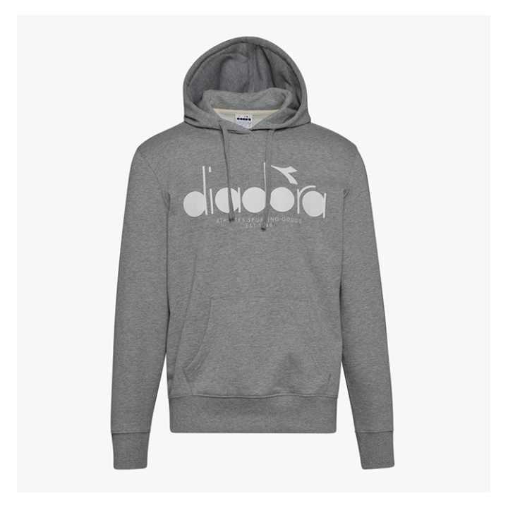 Diadora Felpa Con Cappuccio Logo Grigio Uomo