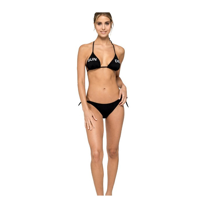 Sundek Costume Slip Con Fiocchi Logo Nero Donna