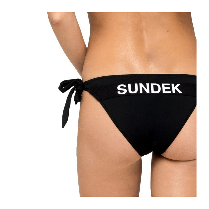 Sundek Costume Slip Con Fiocchi Logo Nero Donna